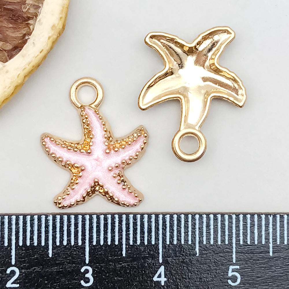 Wholesale 1 New Colored Drip Oil Alloy Simulation Shell Starfish Series DIY Pendant