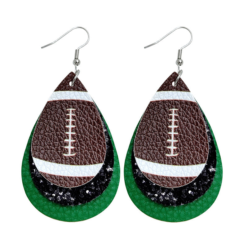 Wholesale Rugby Drop Shaped Leather Earrings