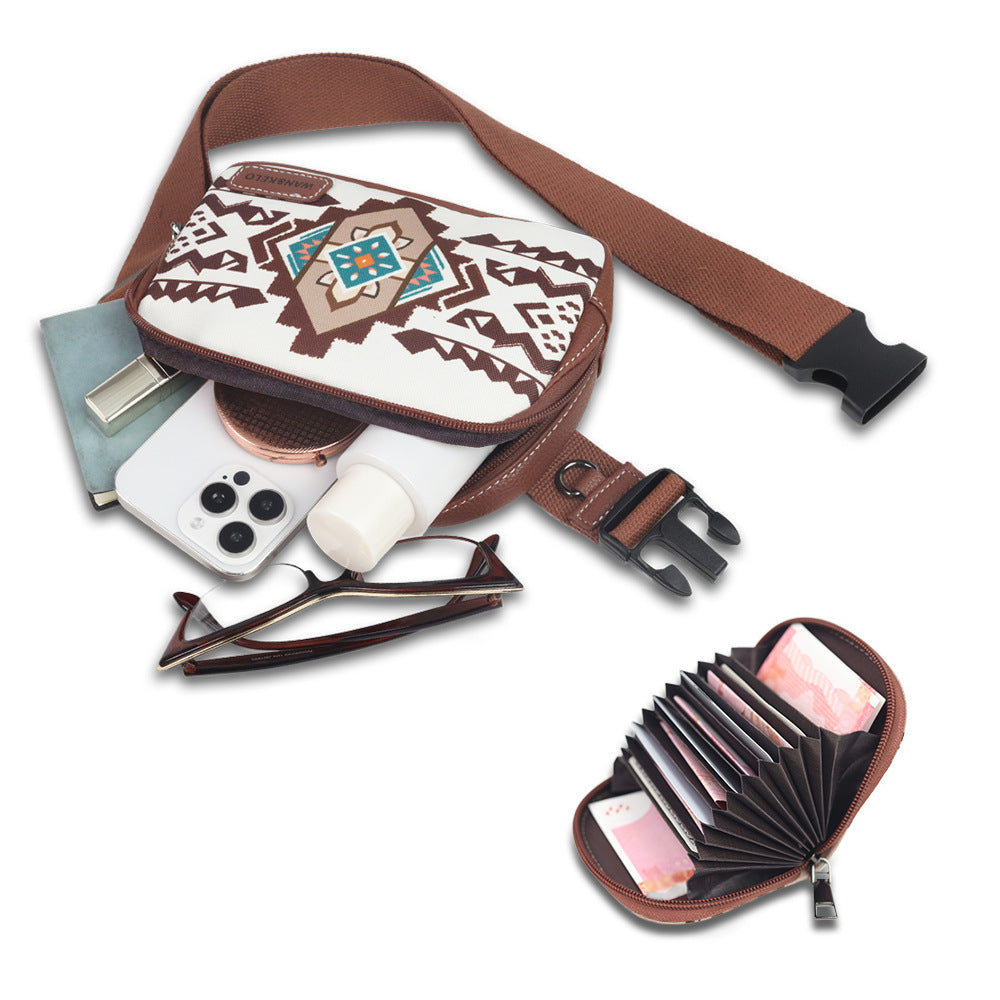 Wholesale Hot selling two-piece set Bohemian ethnic style retro ladies crossbody Bag small card Bag chest Bag waist Bag