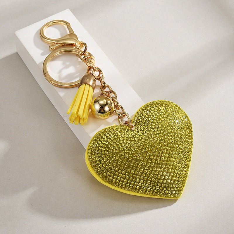 Wholesale Heart-shaped Rhinestone Leather Keychain