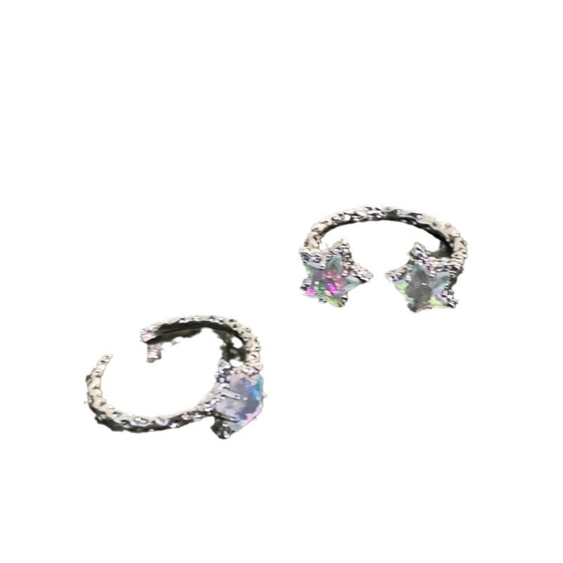 Wholesale Five pointed star studded diamond pleated open ring