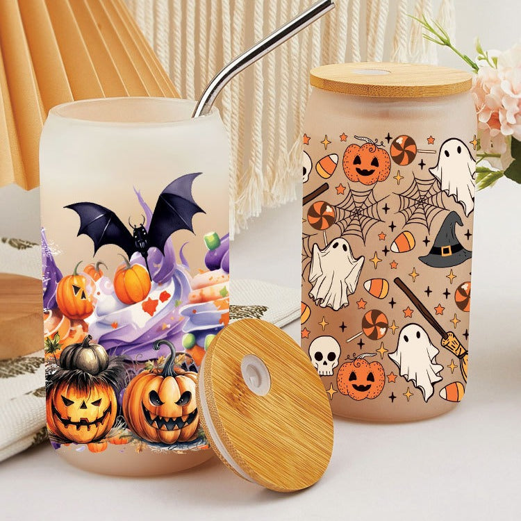 Wholesale Pumpkin Ghost Bat Halloween  16oz Cup UV DTF Wraps