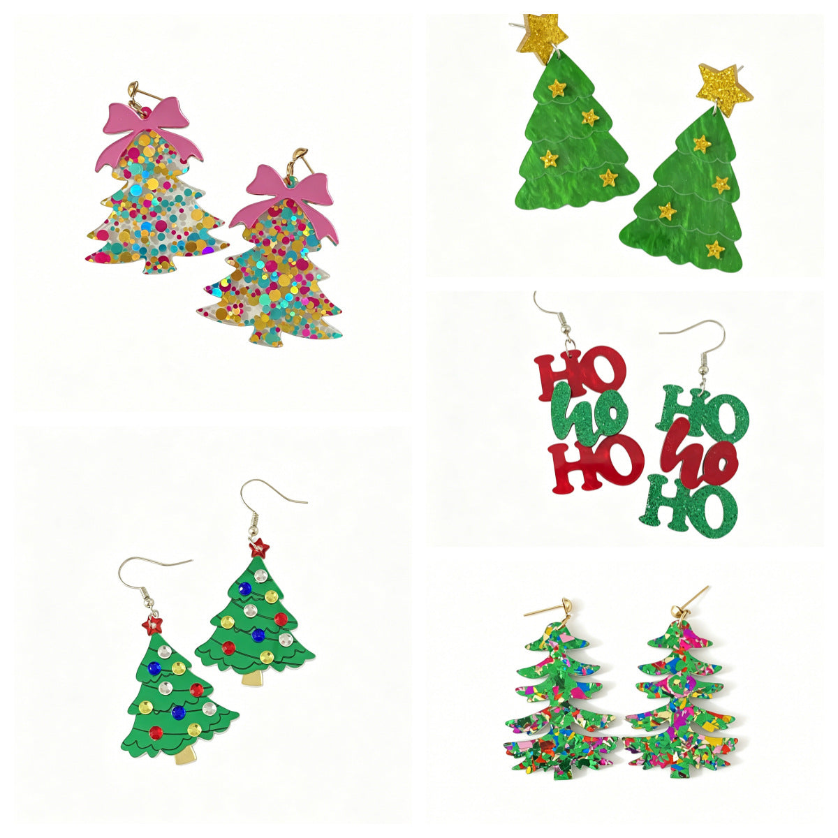 Wholesale Christmas Tree Acrylic Earrings Sweet Holiday Party Jewelry For Women Gift Boutique Resale