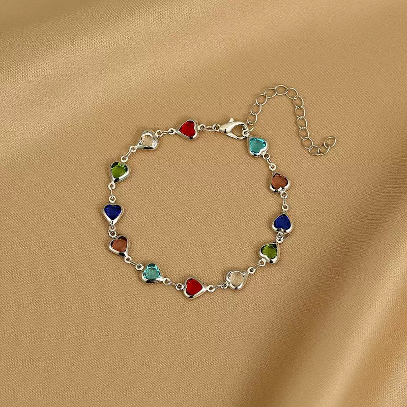 Wholesale heart adjustable connected finger bracelet
