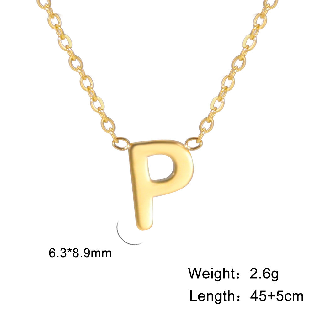 Wholesale 26 Letters Gold 18k Real Gold Electroplated 304 Stainless Steel Necklace