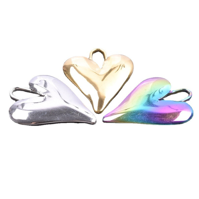 Wholesale Love Heart Steel Gold Titanium Steel Colorful Pendant Accessories