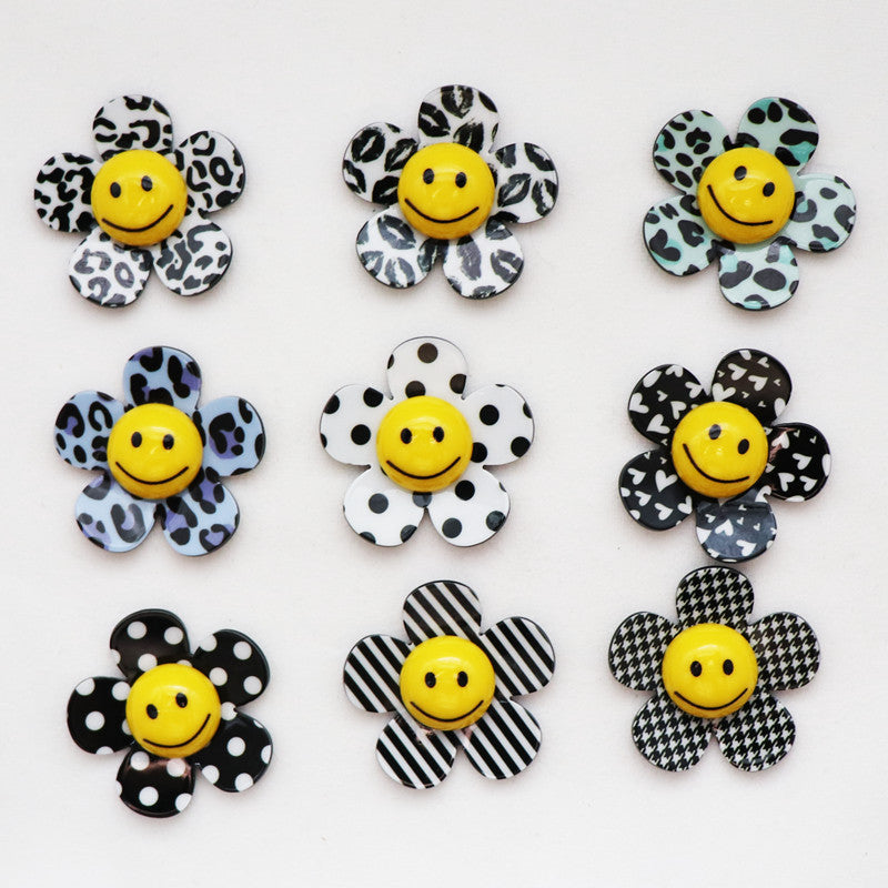 Wholesale 10pcs Black and White Plaid Leopard Print DIY Accessories