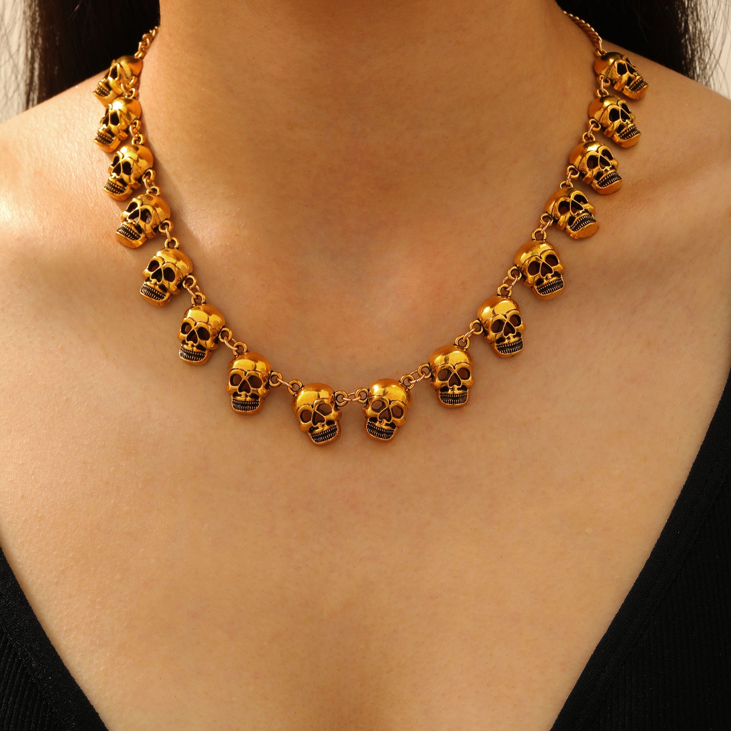 Wholesale Bold Gothic Skull Choker Necklace And Bracelet Set For Women Trendy  Jewelry Accessory