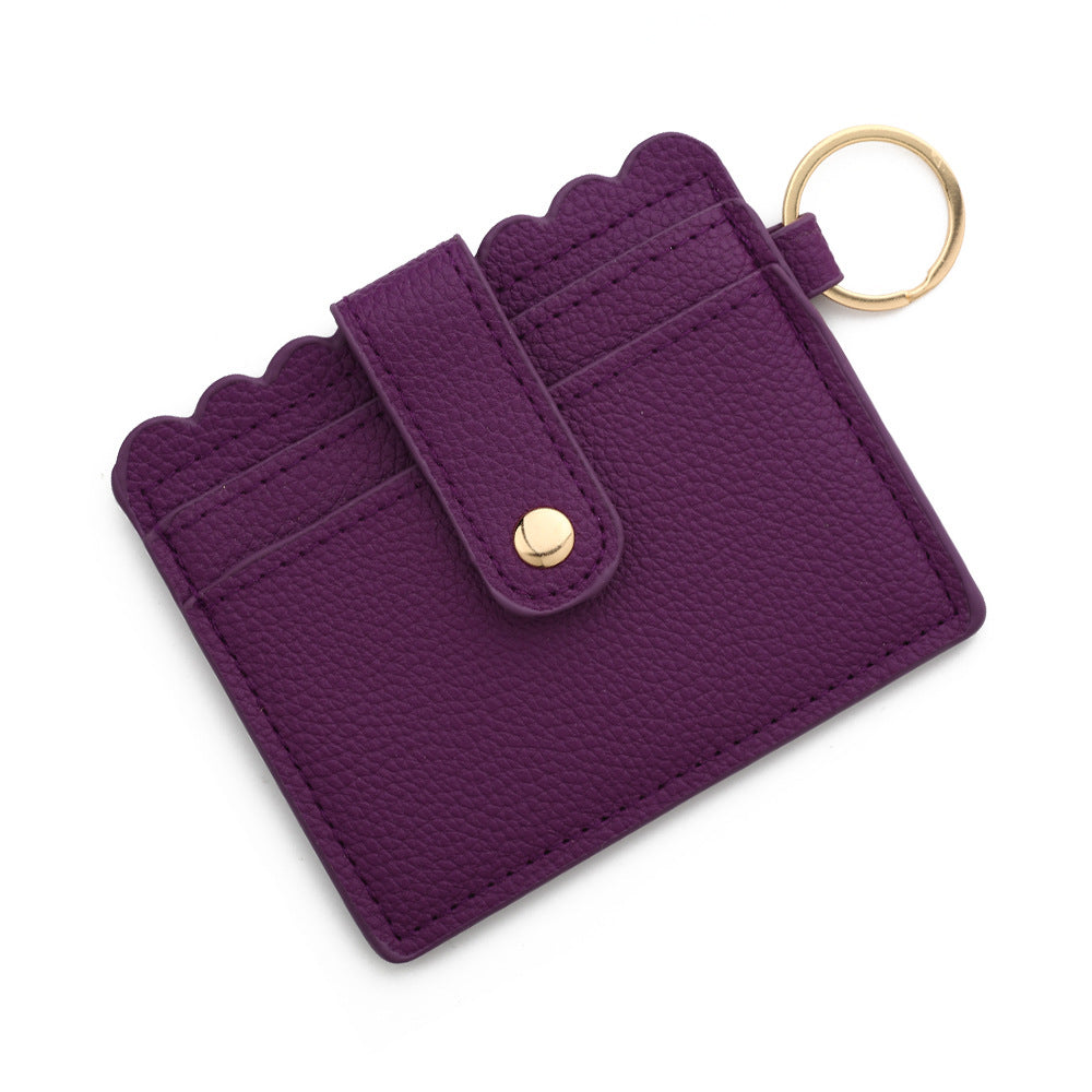 Wholesale Solid Color PU Leather Card Holder Multi-Card Keychain