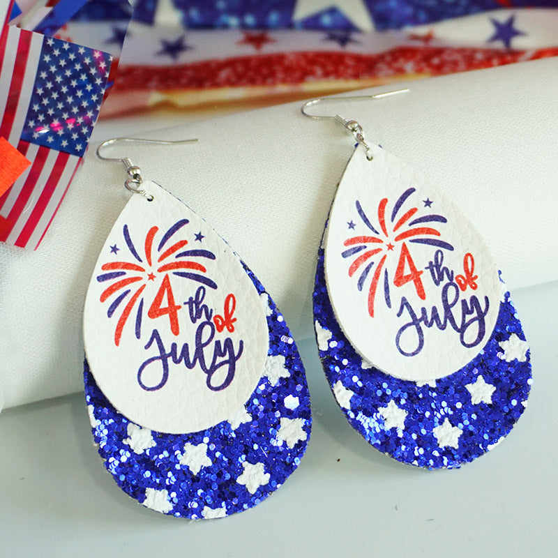 Wholesale Cross-border Independence Day Earrings Drop-shaped Festive Atmosphere Exaggerated Earrings