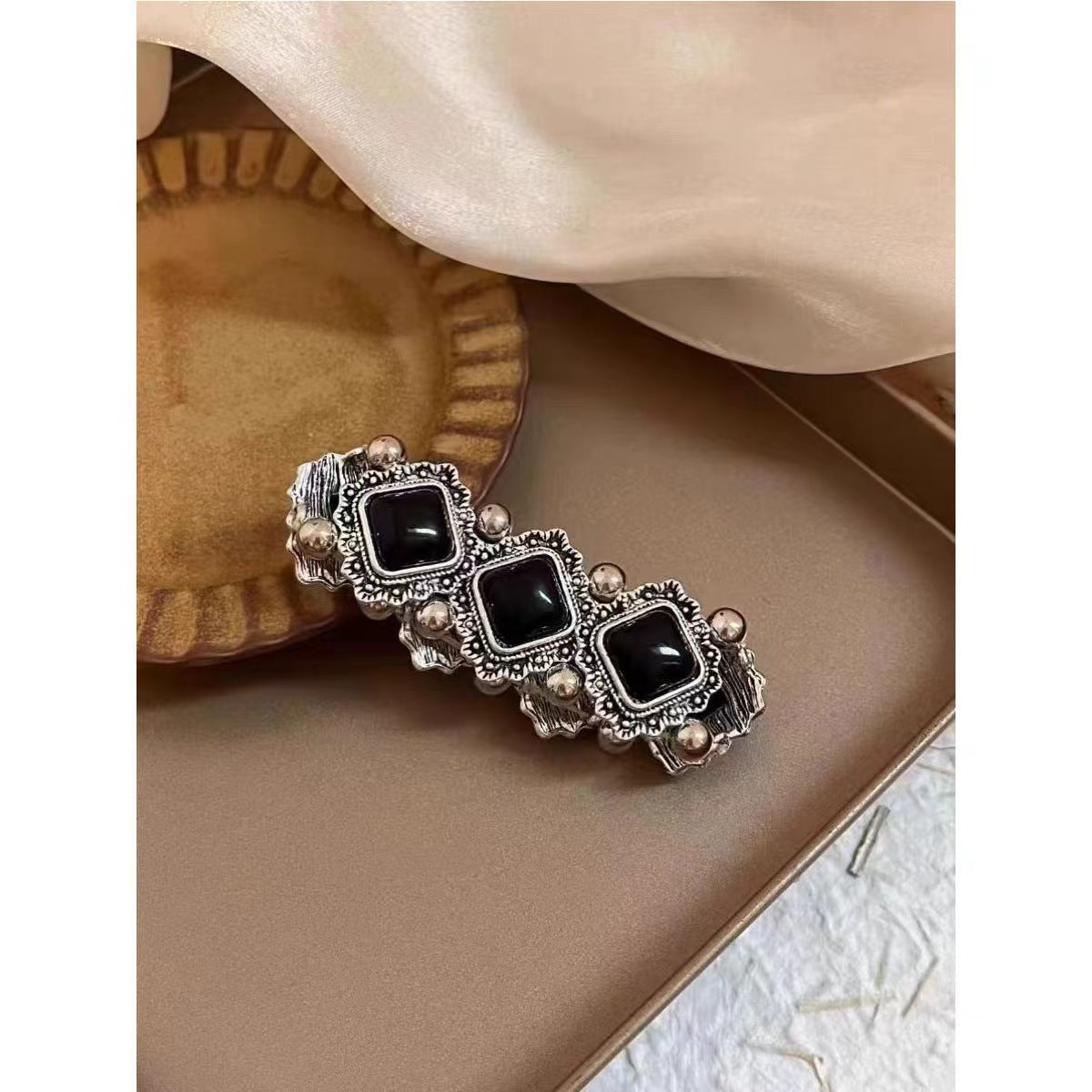 Wholesale Dark Gothic Square Stone Wide Edition Bracelet