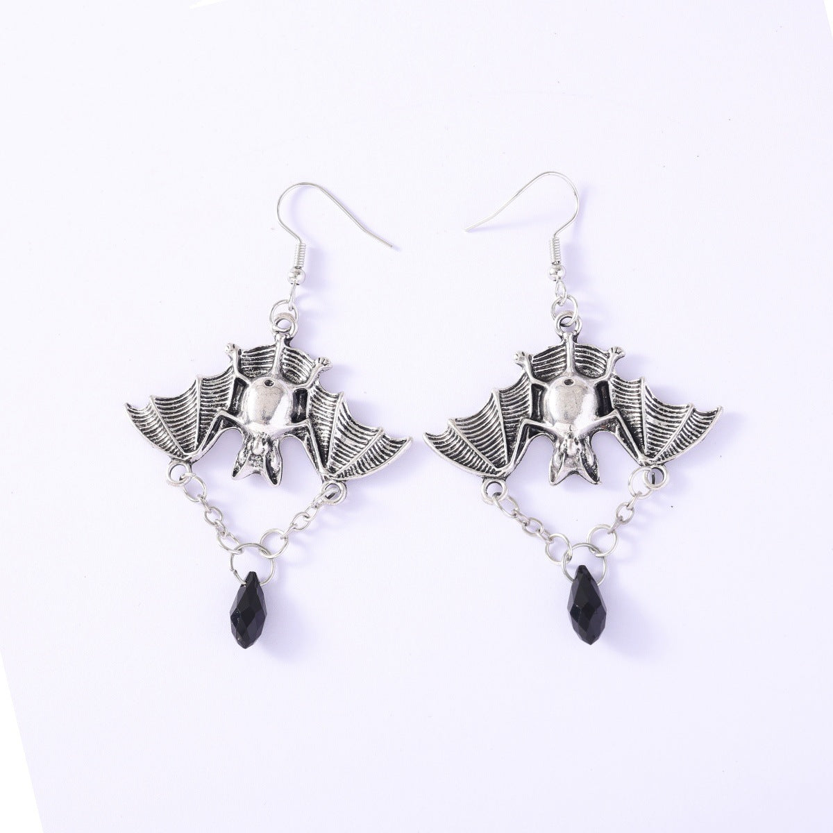 Wholesale  dark punk gothic style exaggerated red teardrop bat earrings