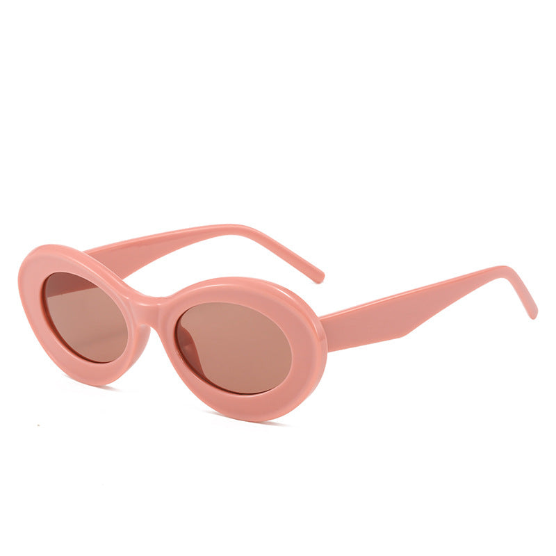 Wholesale Cat-eye Fashion Oval Versatile Maca Color Sunglasses