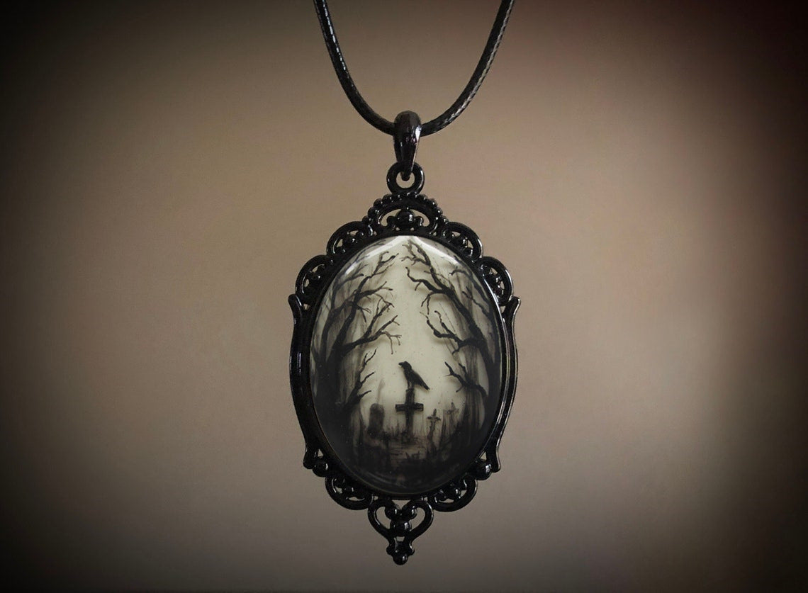 Wholesale  Gothic Crow Forest Pendant Charm Necklace