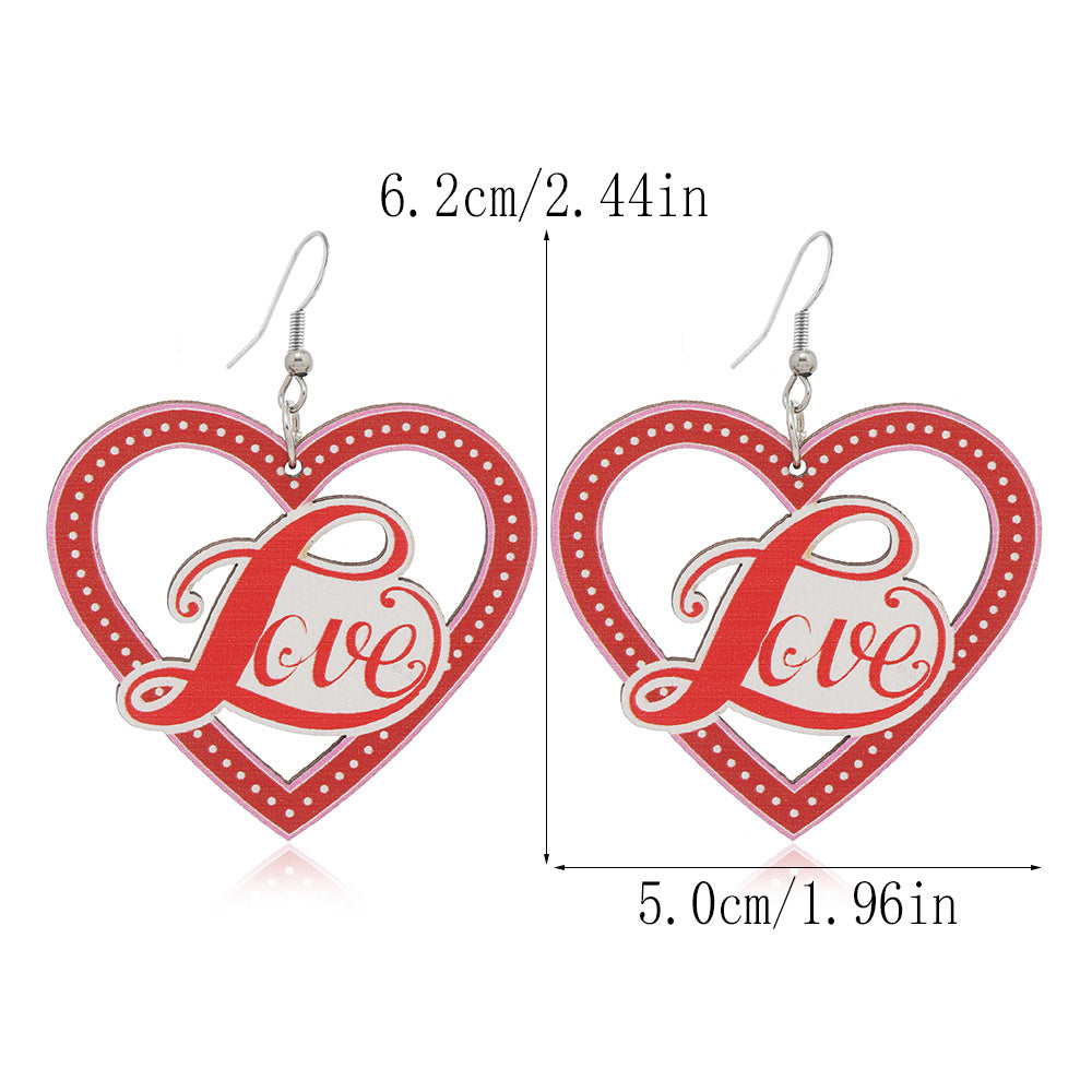 Wholesale Valentine's Day Love Truck Balloon Red Lip Wooden Earrings
