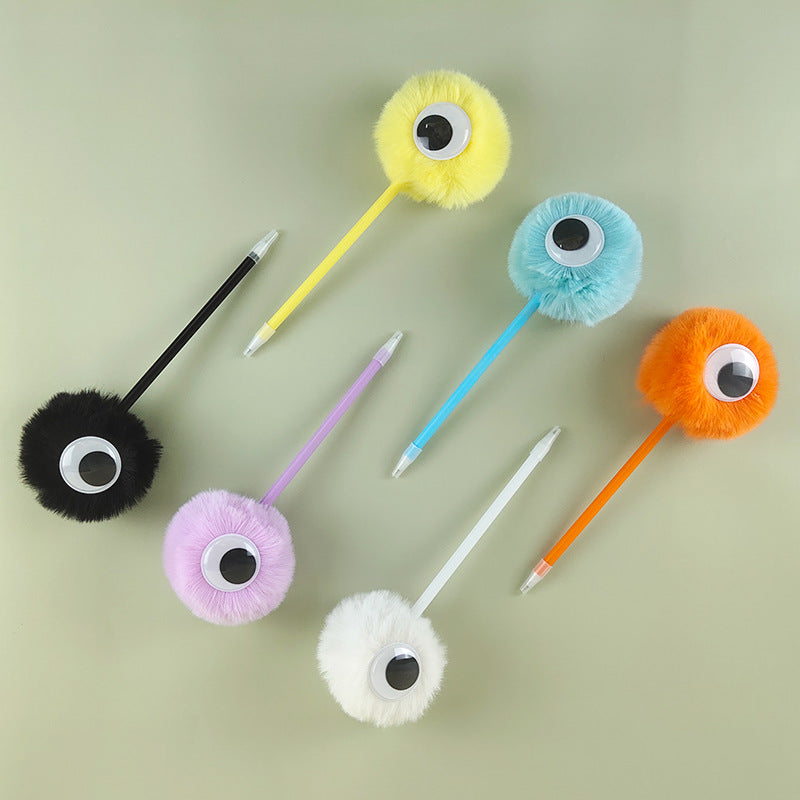 Wholesale Big Eyes Cute Fur Ball Plush Gel Pen