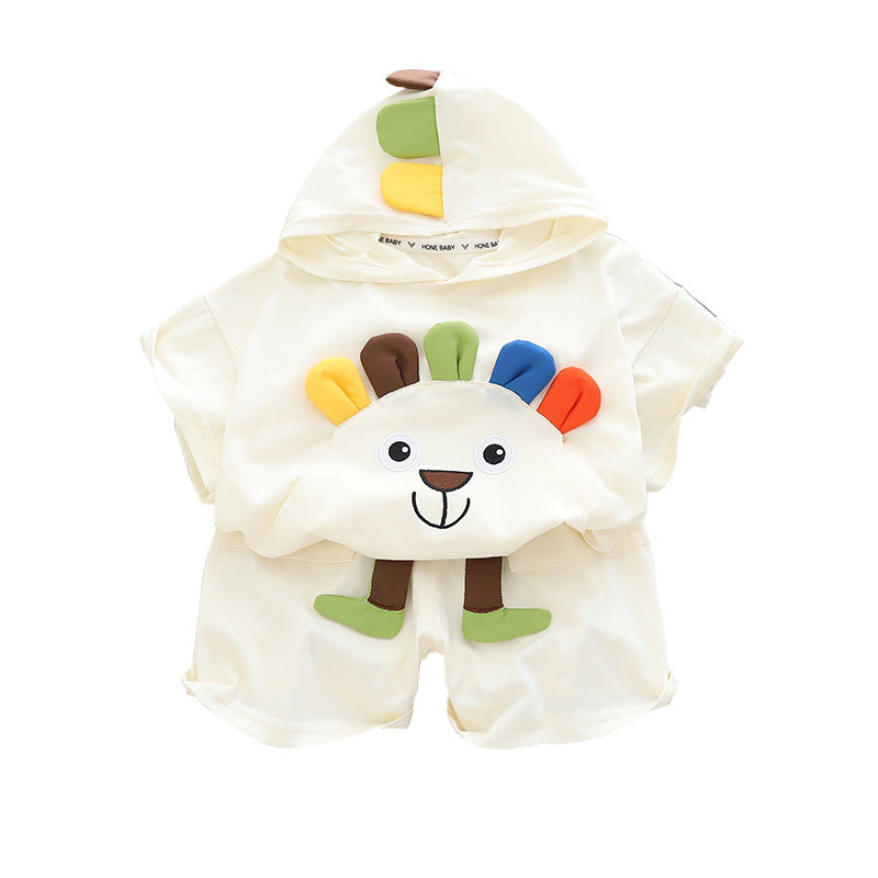 Wholesale Summer Boys' Cotton Short Sleeved Shorts Set