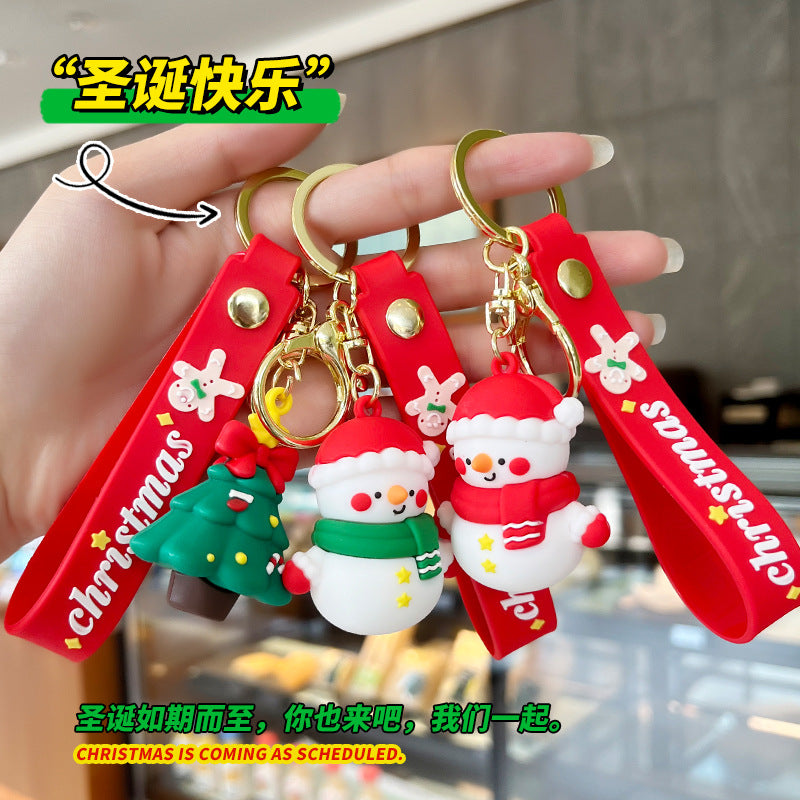 Wholesale Christmas Snowman Car Soft Rubber Keychain