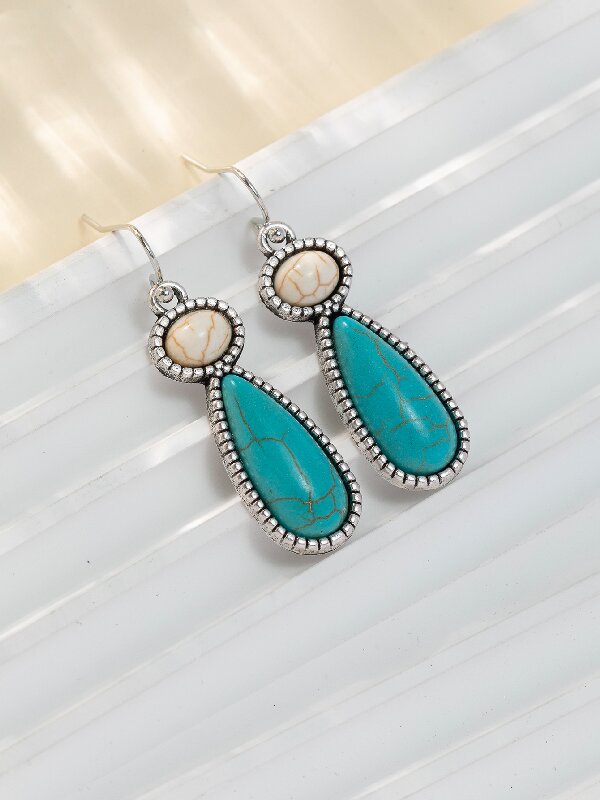 Wholesale Turquoise exaggerated antique silver turquoise earrings
