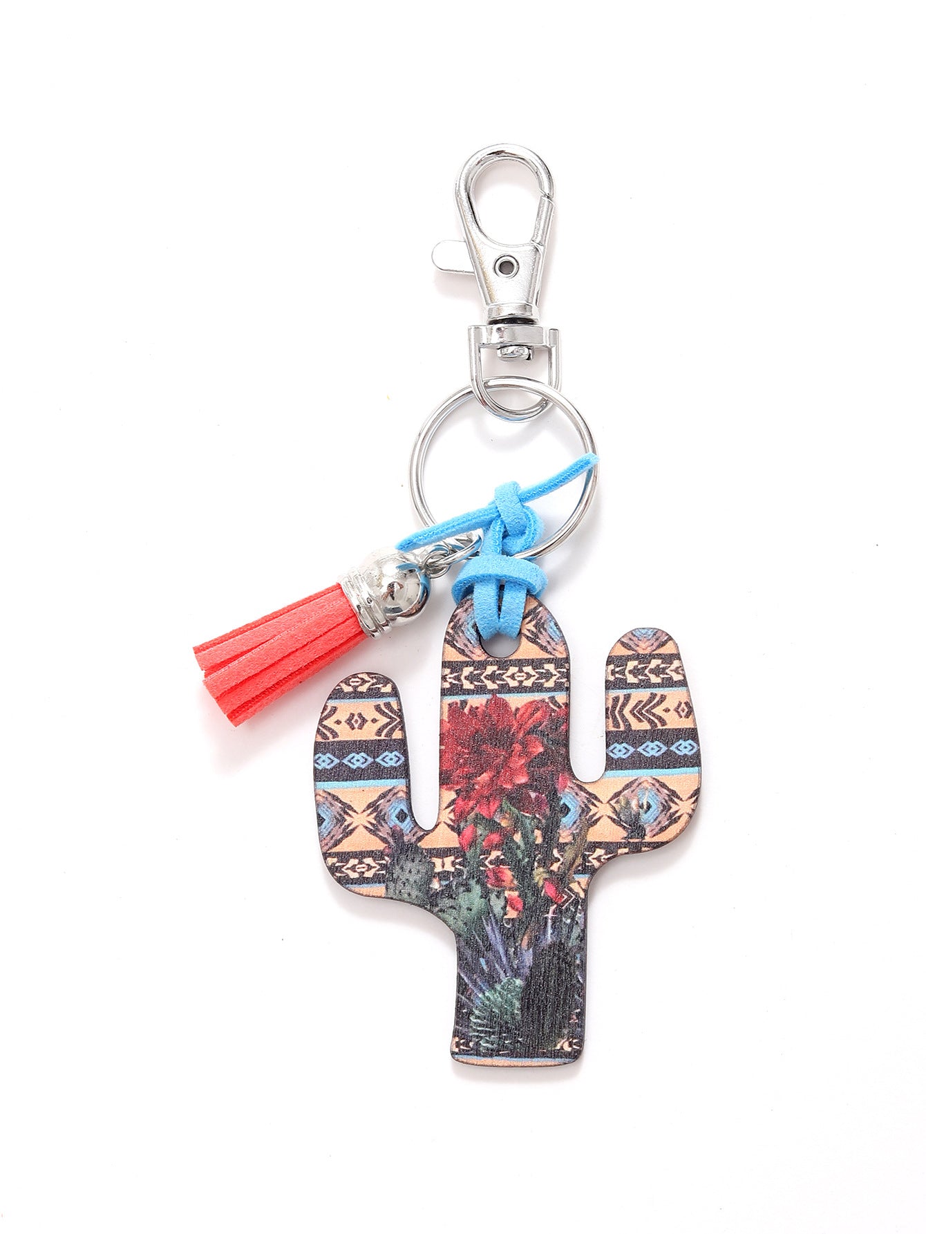 Wholesale Wooden Cactus Leopard Flower Rainbow Sunflower Stripe Printed Keychains
