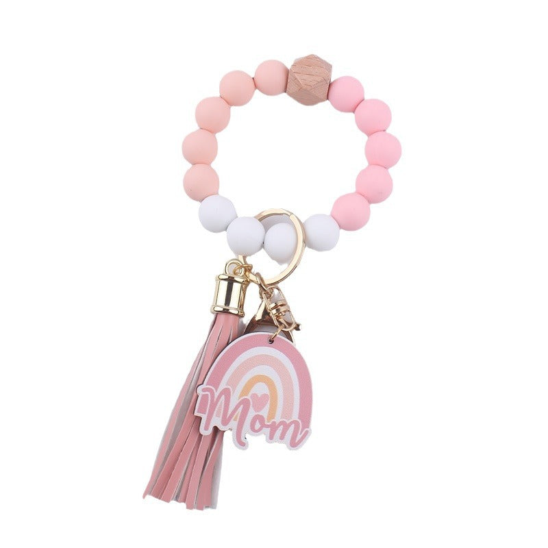Wholesale Heart Tassel Silicone Bracelet Keychain