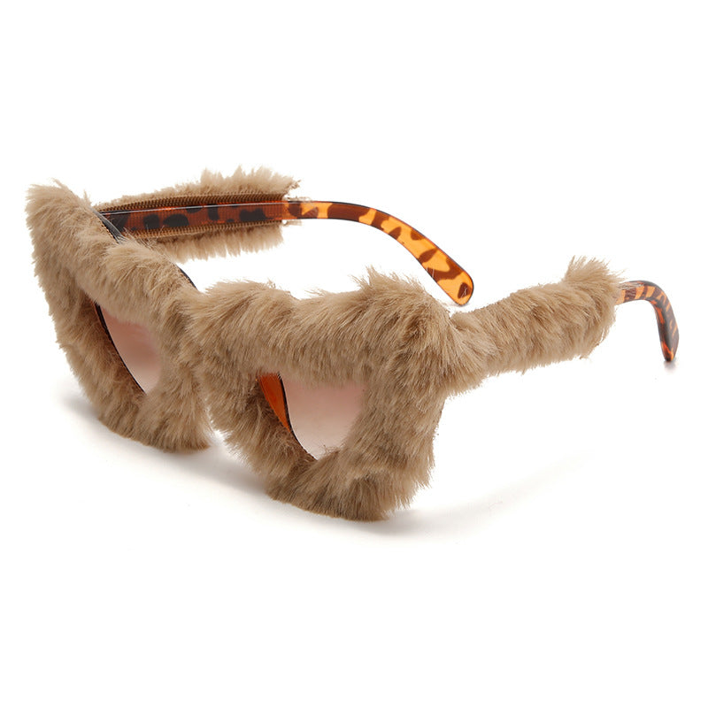 Wholesale new fashion glasses plush lovely sunglasses peach heart ball party funny heart sunglasses