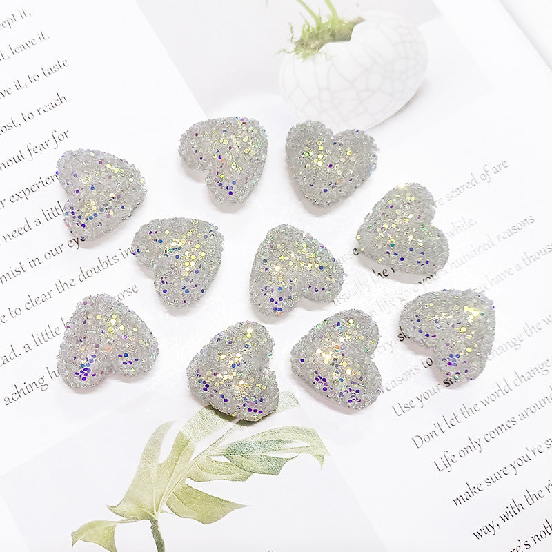 Wholesale Sequined heart-shaped straight hole Acrylic Beads