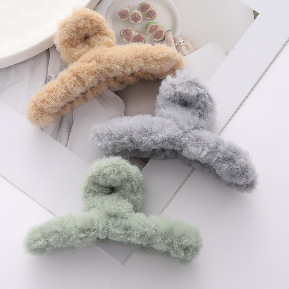 Wholesale autumn and winter plush head hair catch elegant temperament shark clip hair clip