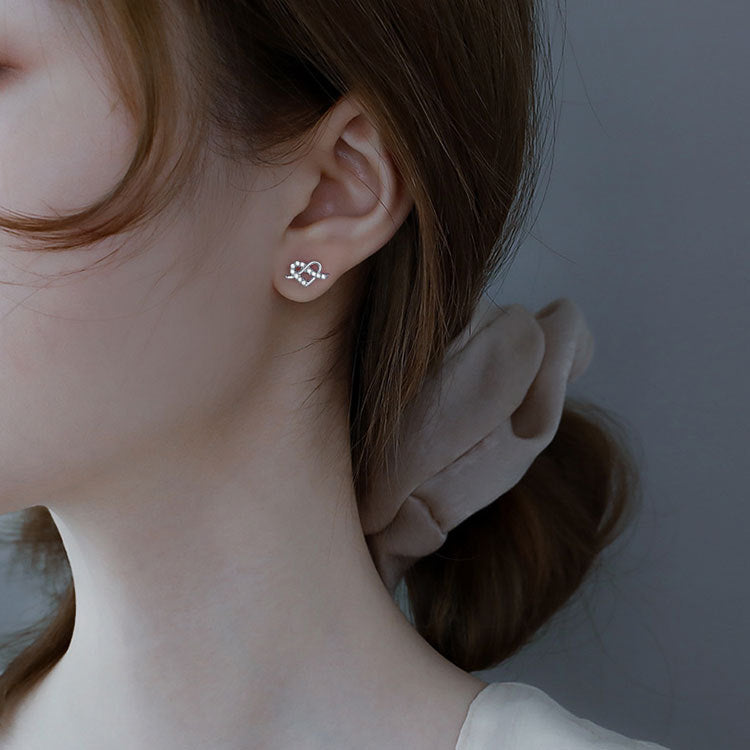 Wholesale 925 Sterling Silver Heart-shaped Zircon Earrings