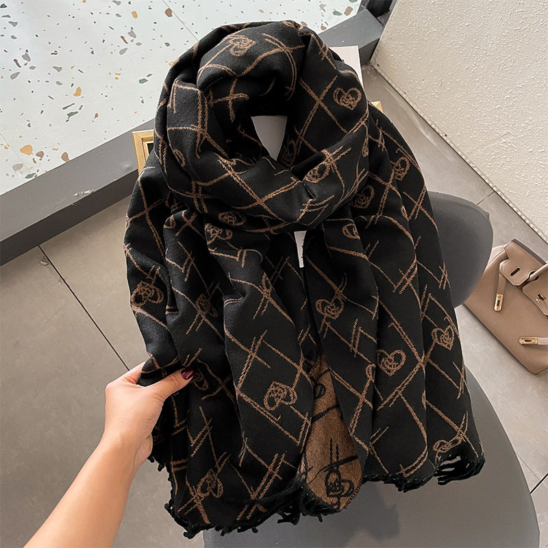 Wholesale Autumn and Winter Love Tassels Imitation Cashmere Scarf