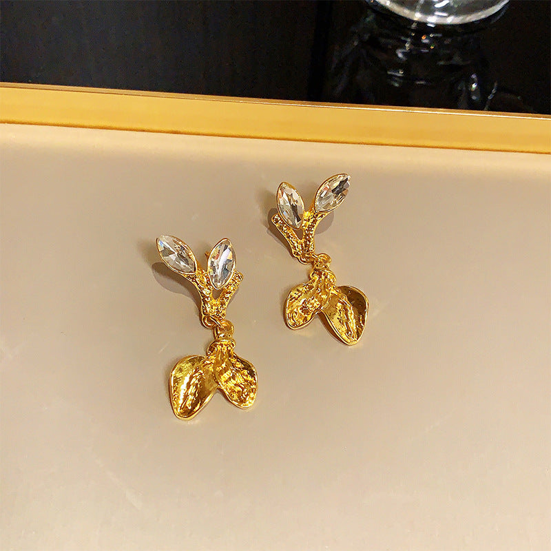 Wholesale 925 Silver Needle Crystal Flower Vintage Earrings