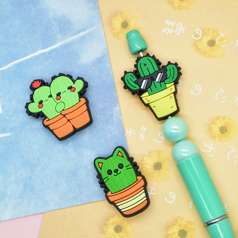 Wholesale Random 100pcs/pack Cartoon cactus plant beads Focal Beads