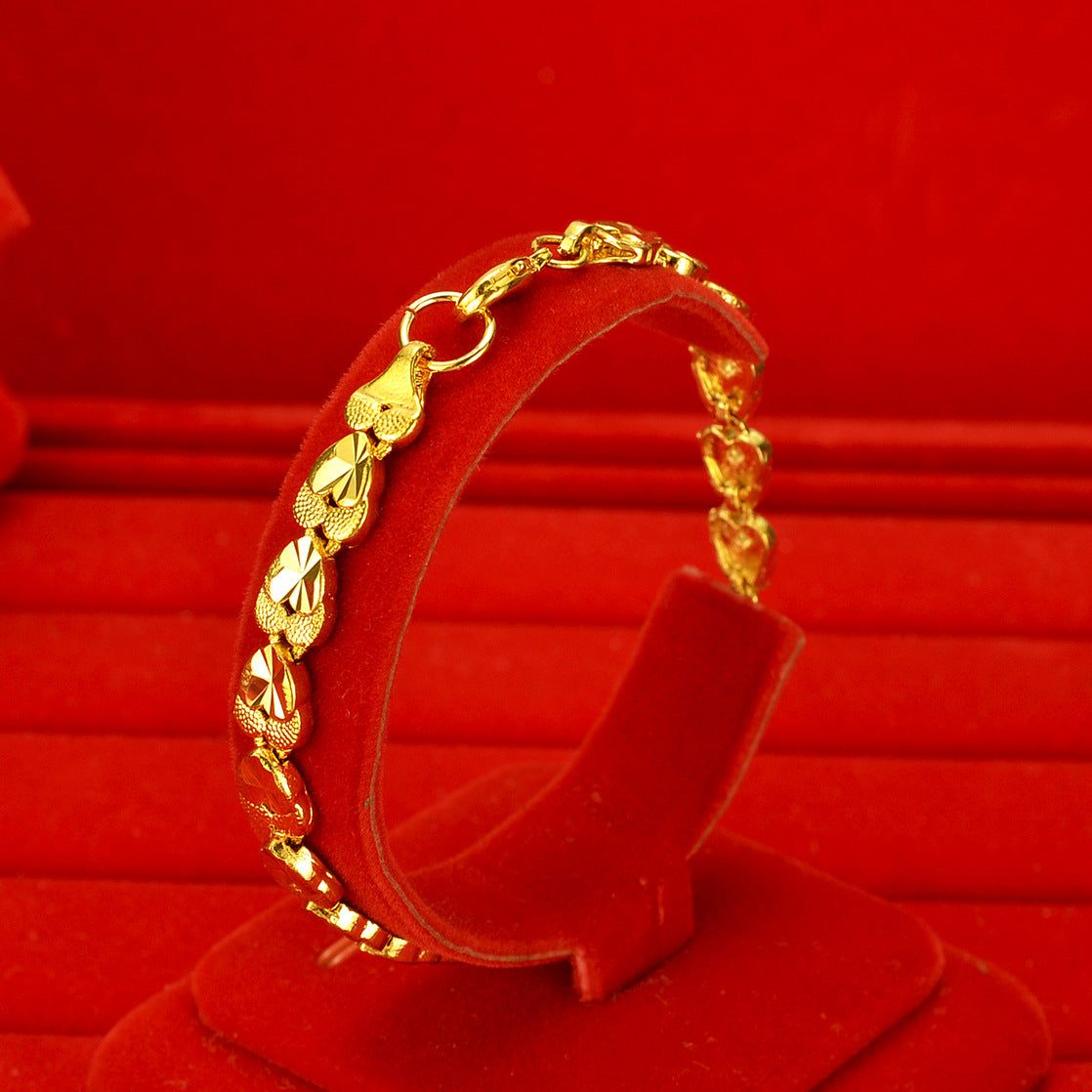 Wholesale women's sand gold heart-shaped bracelet live broadcast