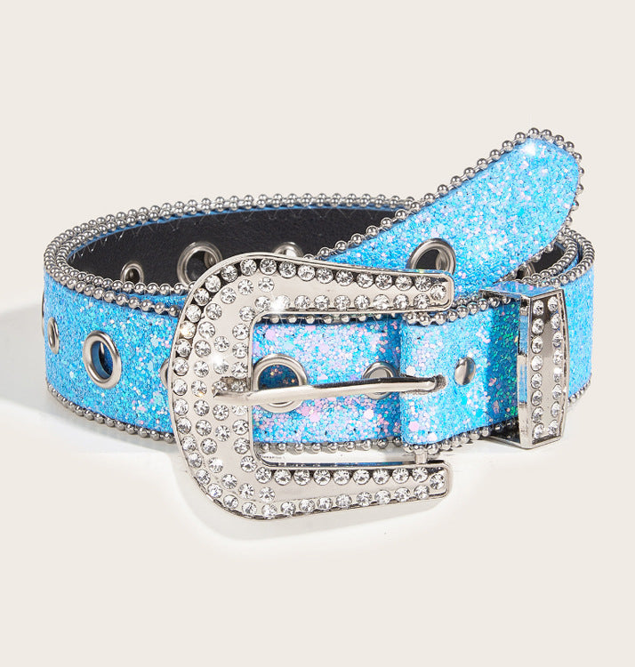Wholesale Fashion Versatile Sequined Rhinestone Belt Jeans Decorative Belt