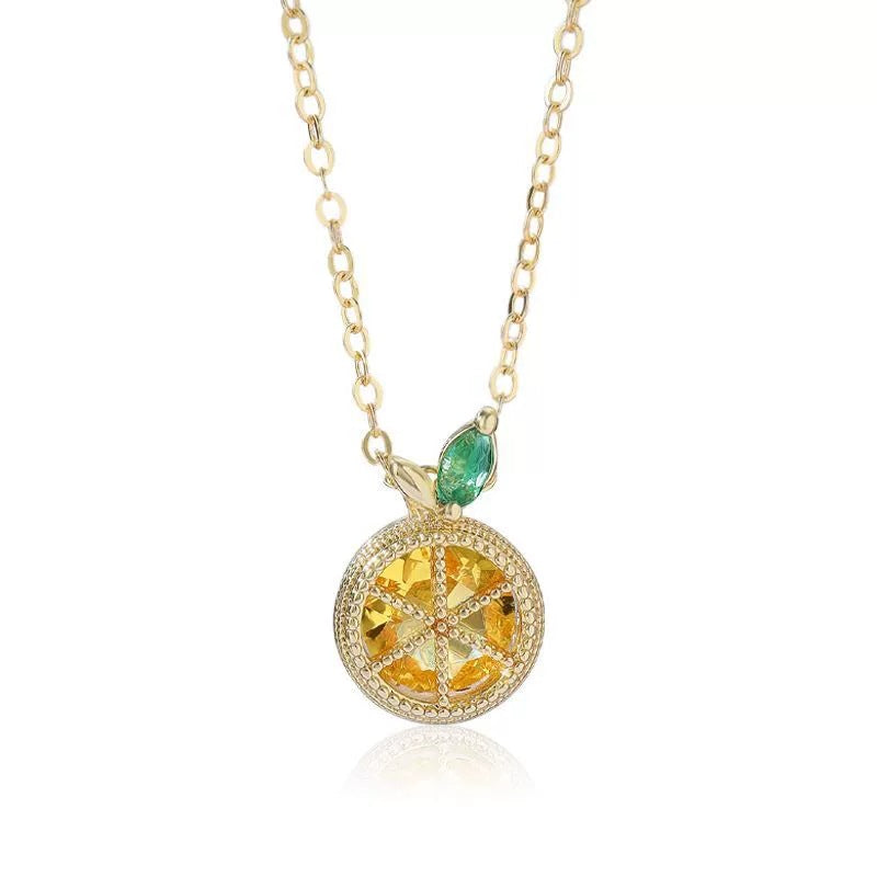 Wholesale Fresh Fruit Pendant Necklace Copper Electroplated Adjustable Chain Jewelry Accessory