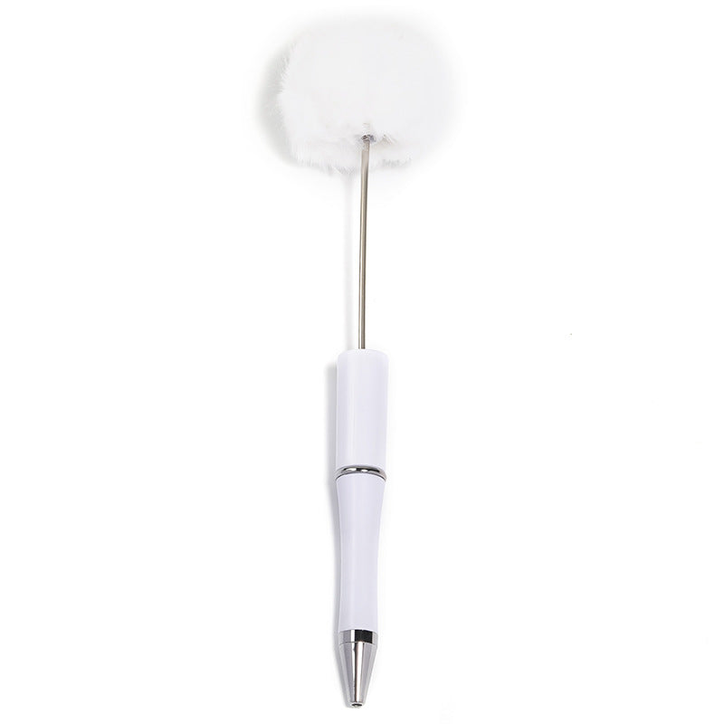 Wholesale 5pcs Macaron DIY Ball Creative Plush Bead Plastic Ballpoint Pen