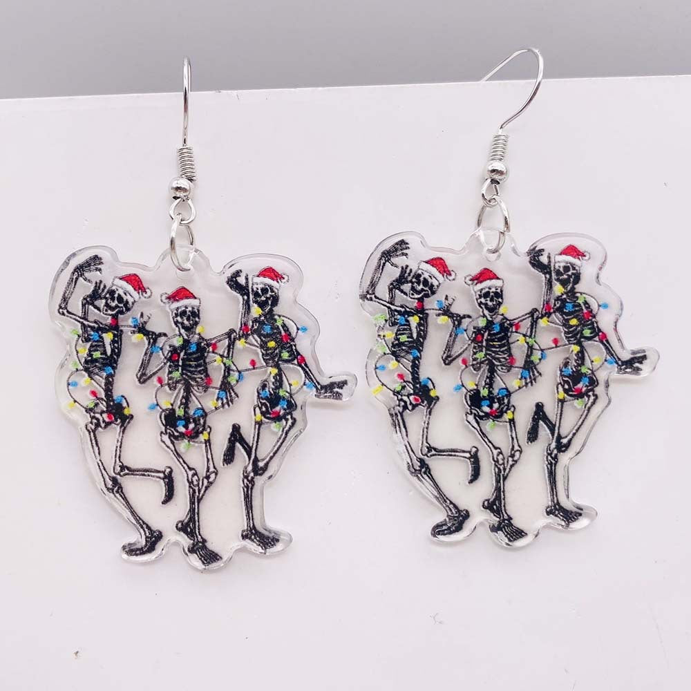 Wholesale Horror Christmas Gingerbread Man Skull Acrylic Earrings