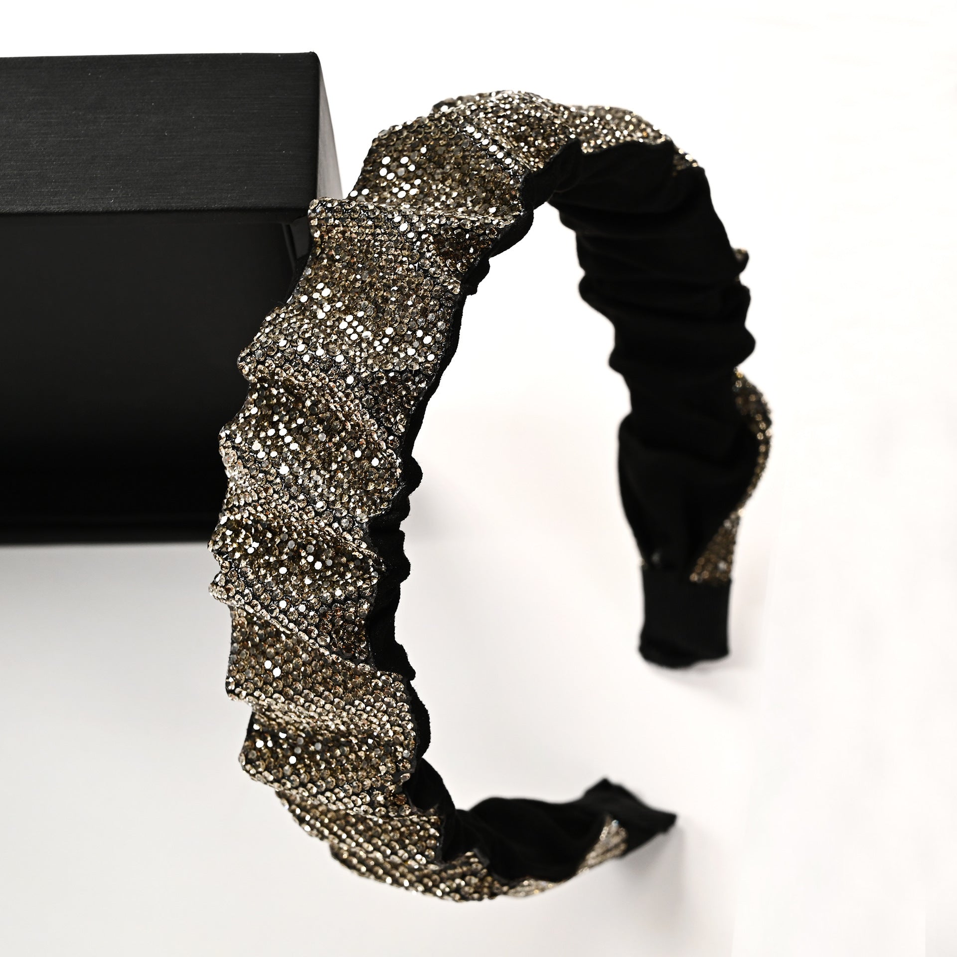 Wholesale Colorful Pleated Full Diamond Sparkling and Dazzling Personality High-end Wide Edge Headband