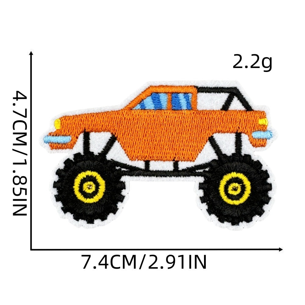Wholesale Trendy Monster Truck Embroidered Patch Polyester Sew On Applique For Kids Clothing Bags And DIY Crafts