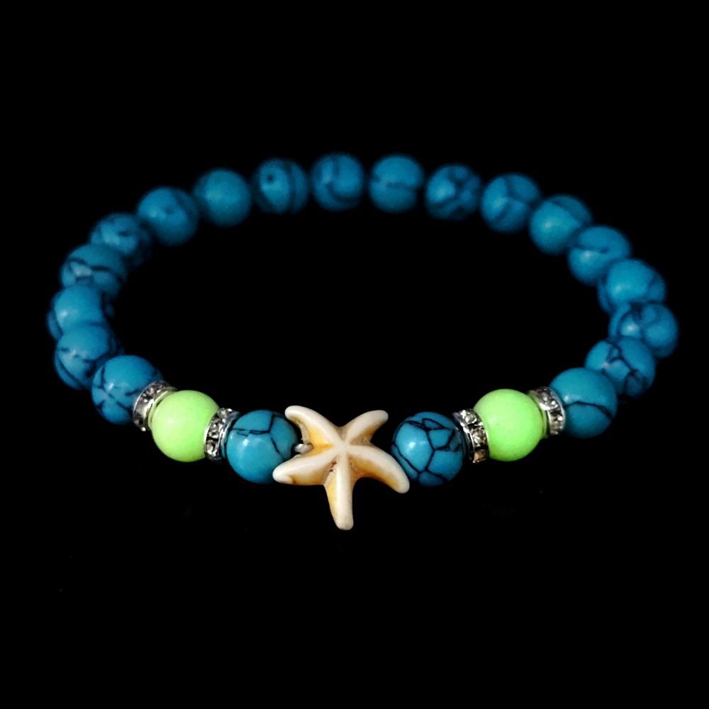 Wholesale Glow Starfish Boho Turquoise Luminous Bracelet
