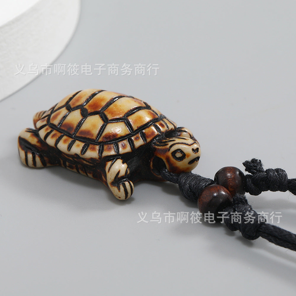 Wholesale male retractable wax wire resin creative turtle pendant