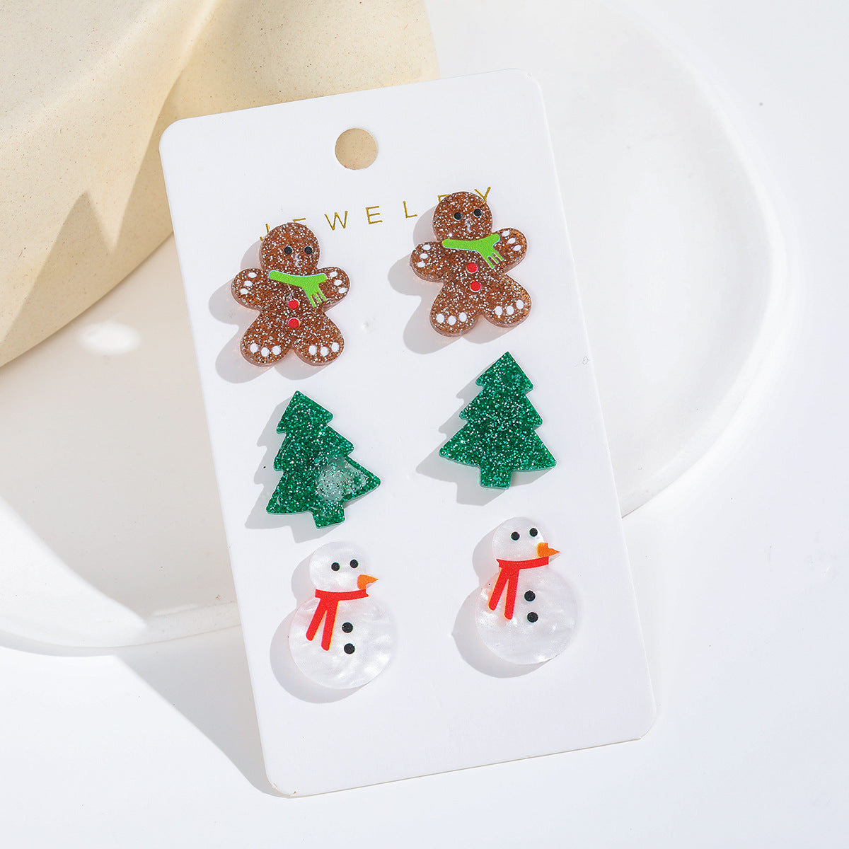Wholesale Christmas Tree Snowman Series Acrylic Earrings Set
