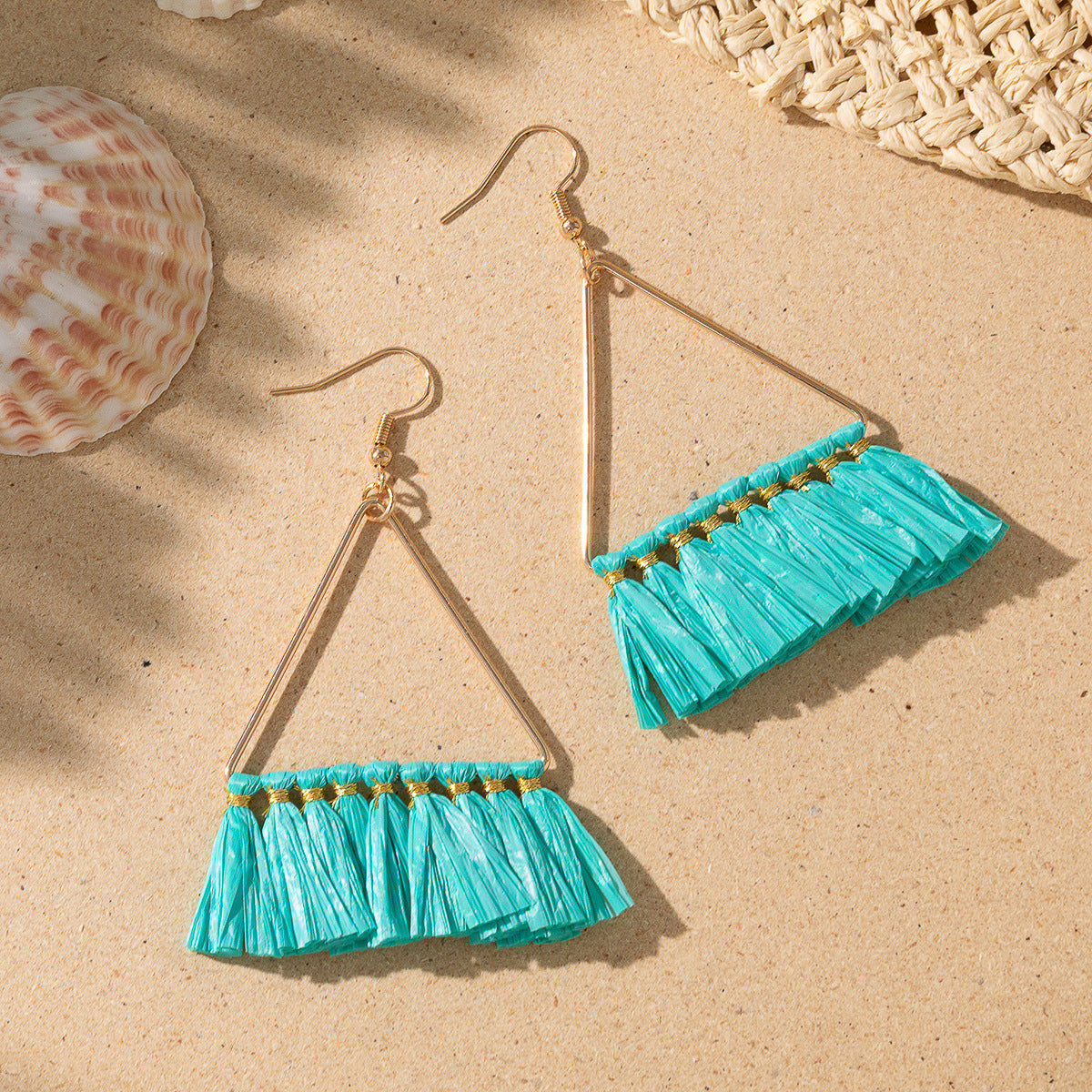 Wholesale Bohemian Tassel Braided Raffia Earrings