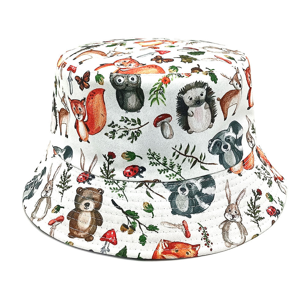 Wholesale Squirrel Pattern Double Sided Sun Visor Bucket Hat