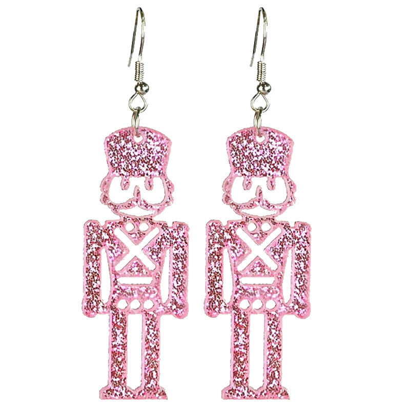 Wholesale 2pairs/pack Christmas Acrylic Sparkling Cut-out Festive Line Earrings