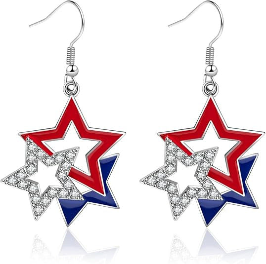 Wholesale 10pcs Independence Day layered star  Luxury Earrings