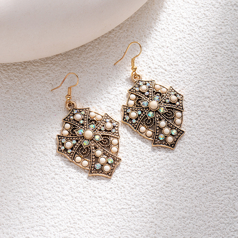 Wholesale Bohemian style turquoise flower earrings