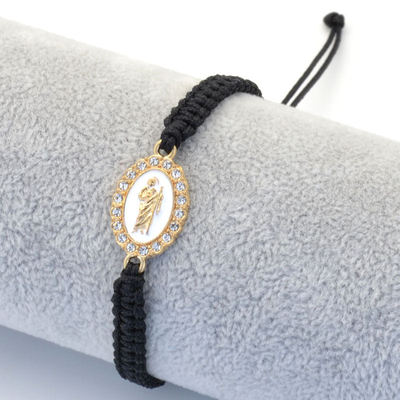 Wholesale Religion Diamond-encrusted Religious Our Lady Woven Bracelet