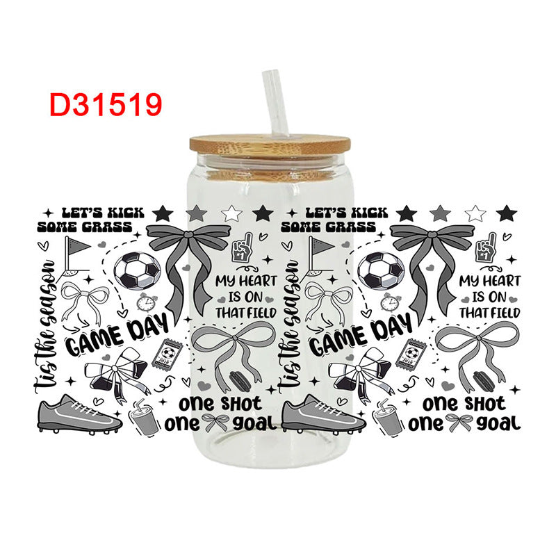 Wholesale  Ball sports bow 16oz Cup UV DTF Wraps