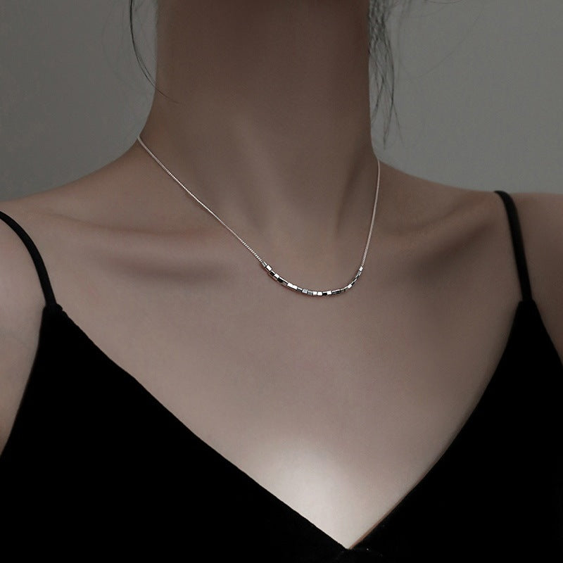 Wholesale Silver cube necklace clavicle chain